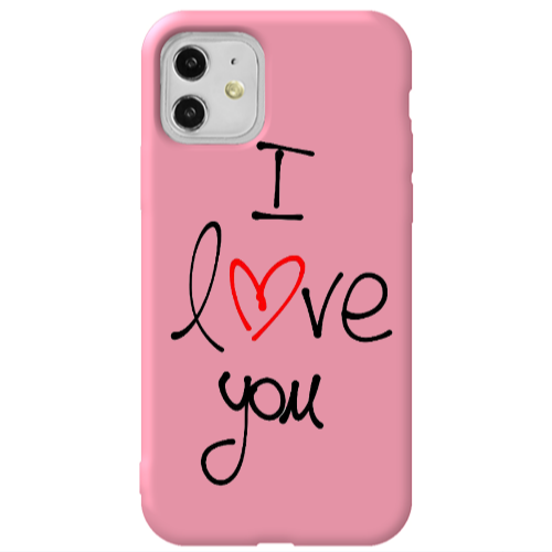 Apple iPhone 11  i love you Pink Colored Silicone TPU Θήκη