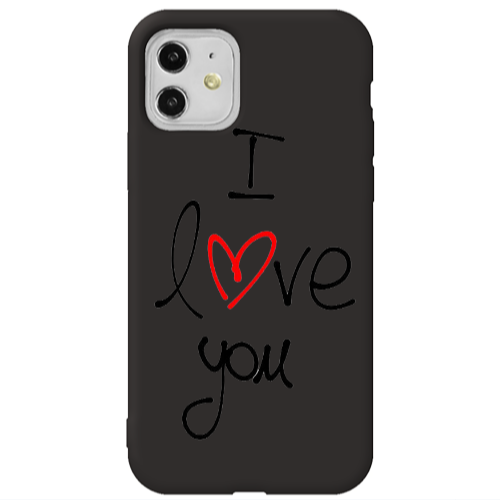 Apple iPhone 11  i love you Black Colored Silicone TPU Θήκη