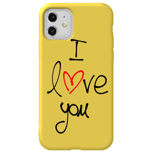 Apple iPhone 11  i love you Yellow Colored Silicone TPU Θήκη