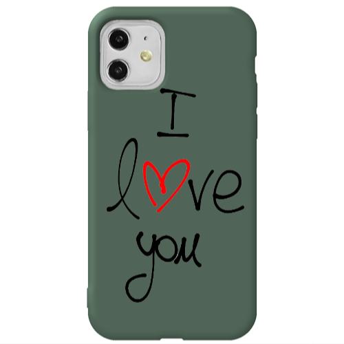 Apple iPhone 11  i love you Dark Green Colored Silicone TPU Θήκη