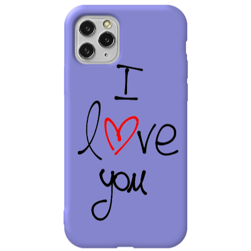Apple iPhone 11 Pro i love you Purple Colored Silicone TPU Θήκη