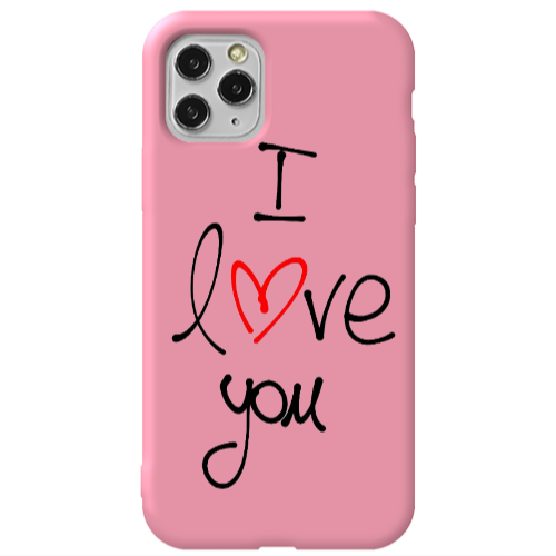 Apple iPhone 11 Pro i love you Pink Colored Silicone TPU Θήκη