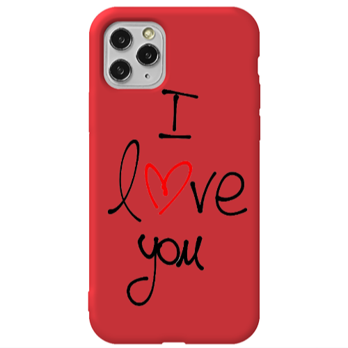 Apple iPhone 11 Pro i love you Red Colored Silicone TPU Θήκη