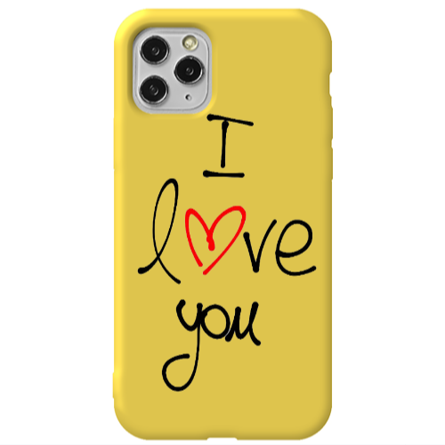 Apple iPhone 11 Pro i love you Yellow Colored Silicone TPU Θήκη