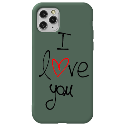 Apple iPhone 11 Pro i love you Dark Green Colored Silicone TPU Θήκη