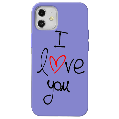 Apple iPhone 12 i love you Purple Colored Silicone TPU Θήκη