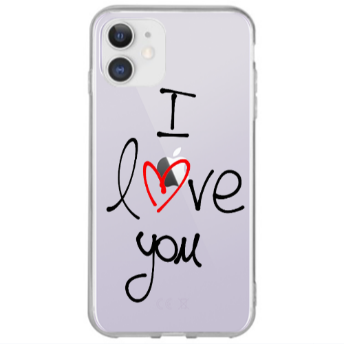 Apple iPhone 12 i love you Transparent Silicone TPU Θήκη