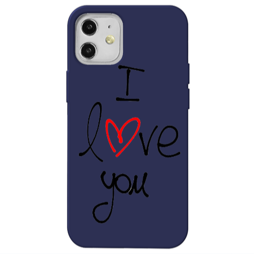 Apple iPhone 12 i love you Dark blue Colored Silicone TPU Θήκη