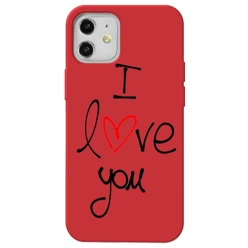 Apple iPhone 12 i love you Red Colored Silicone TPU Θήκη