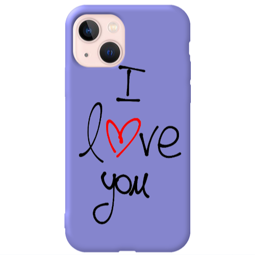 Apple iPhone 13 i love you Purple Colored Silicone TPU Θήκη
