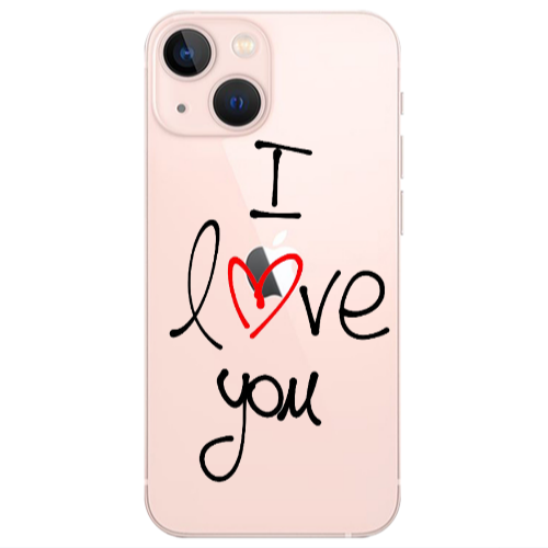 Apple iPhone 13 i love you Transparent Silicone TPU Θήκη