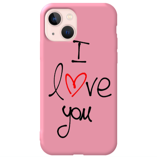 Apple iPhone 13 i love you Pink Colored Silicone TPU Θήκη
