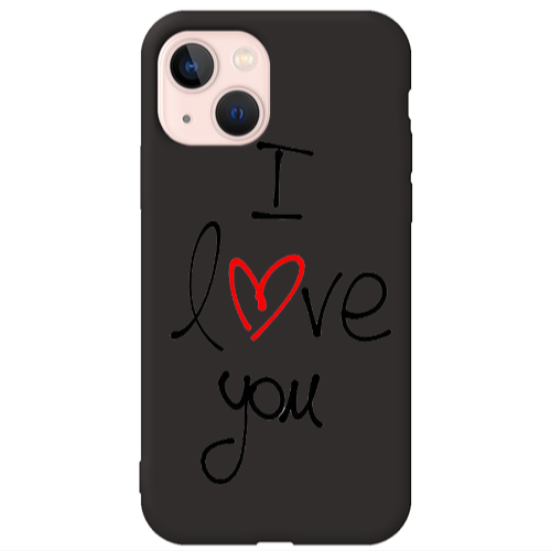 Apple iPhone 13 i love you Black Colored Silicone TPU Θήκη