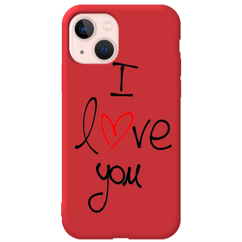 Apple iPhone 13 i love you Red Colored Silicone TPU Θήκη