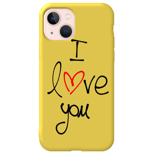 Apple iPhone 13 i love you Yellow Colored Silicone TPU Θήκη