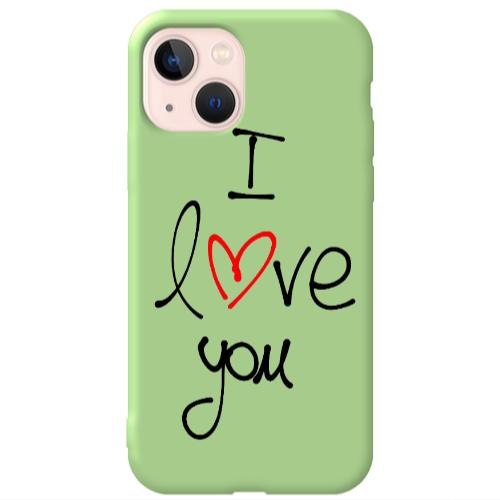 Apple iPhone 13 i love you Light Green Colored Silicone TPU Θήκη