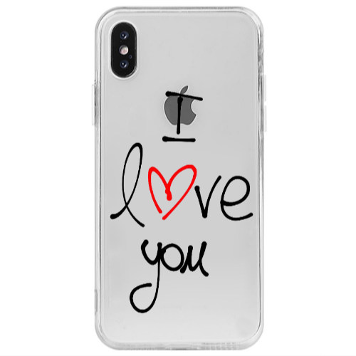 Apple iPhone X i love you Transparent Silicone TPU Θήκη