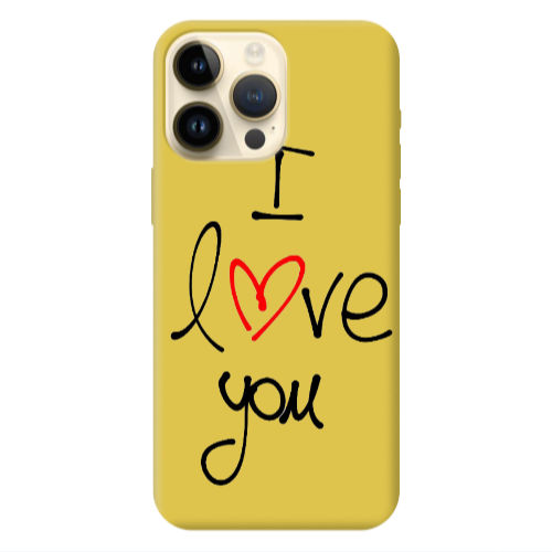 Apple iPhone 13 Pro Max i love you Yellow Colored Silicone TPU Θήκη