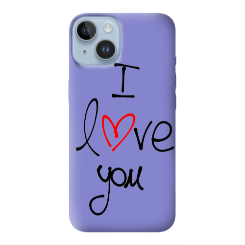 Apple iPhone 14  i love you Purple Colored Silicone TPU Θήκη