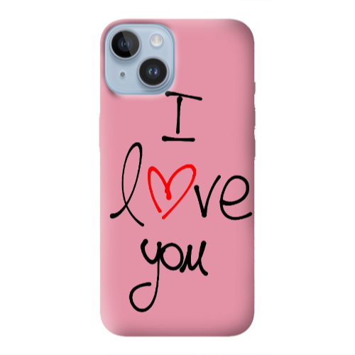Apple iPhone 14  i love you Pink Colored Silicone TPU Θήκη