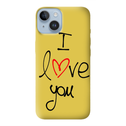 Apple iPhone 14 Plus i love you Yellow Colored Silicone TPU Θήκη
