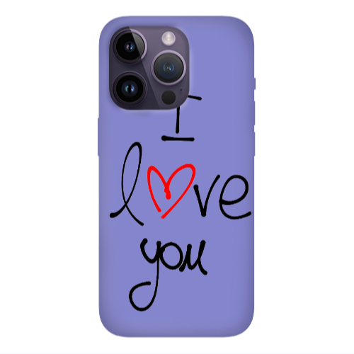 Apple iPhone 14 Pro  i love you Purple Colored Silicone TPU Θήκη