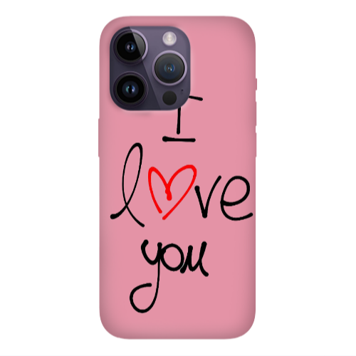 Apple iPhone 14 Pro  i love you Pink Colored Silicone TPU Θήκη