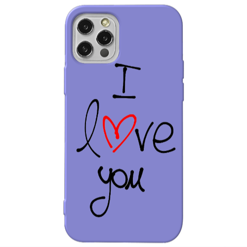 Apple iPhone 13 Pro i love you Purple Colored Silicone TPU Θήκη