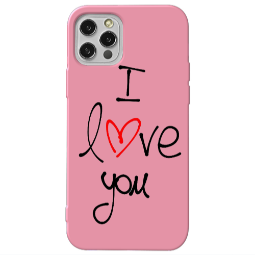 Apple iPhone 13 Pro i love you Pink Colored Silicone TPU Θήκη
