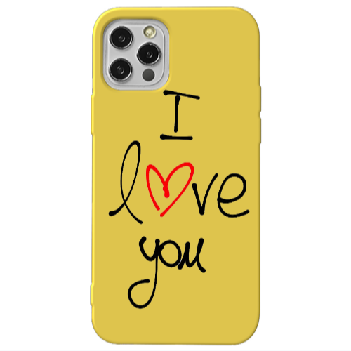 Apple iPhone 13 Pro i love you Yellow Colored Silicone TPU Θήκη