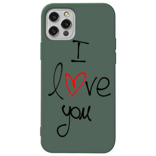 Apple iPhone 13 Pro i love you Dark Green Colored Silicone TPU Θήκη