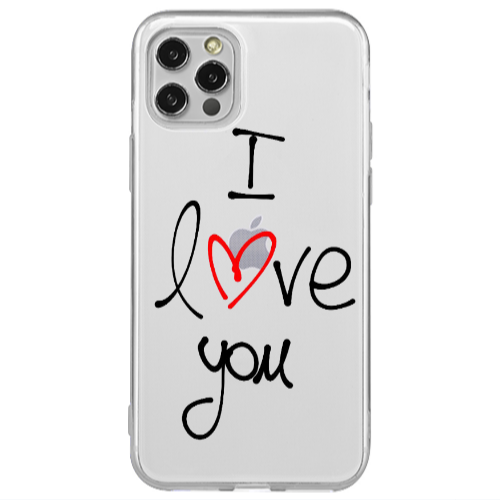 Apple iPhone 12 Pro i love you Transparent Silicone TPU Θήκη