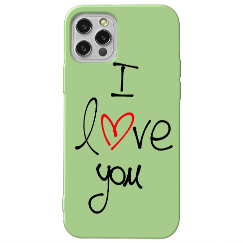 Apple iPhone 12 Pro i love you Light Green Colored Silicone TPU Θήκη