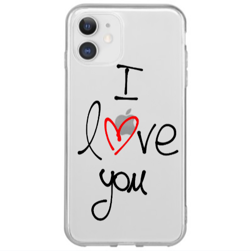 Apple iPhone 12 Mini i love you Transparent Silicone TPU Θήκη