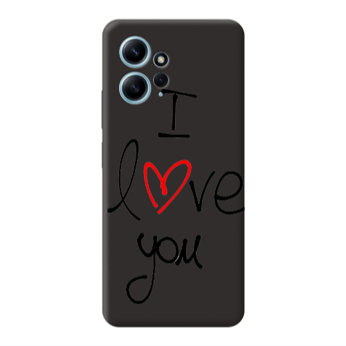 Xiaomi Redmi Note 12 4G i love you Black Colored Silicone TPU Θήκη