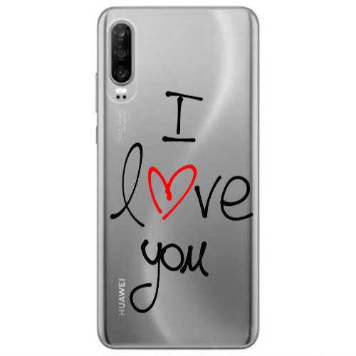 Huawei P30 i love you Transparent Silicone TPU Θήκη