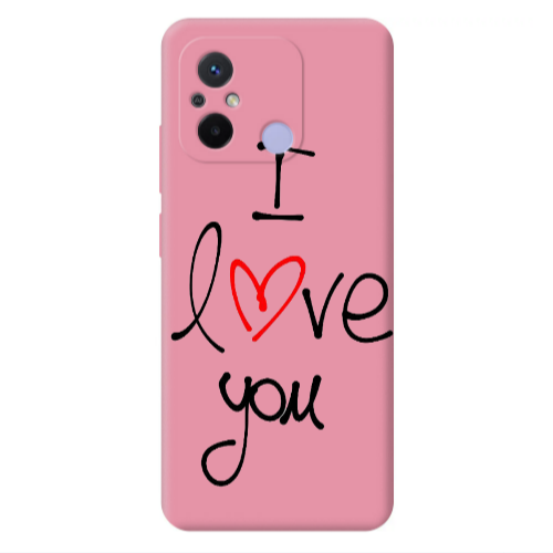 Xiaomi Redmi 12C i love you Pink Colored Silicone TPU Θήκη