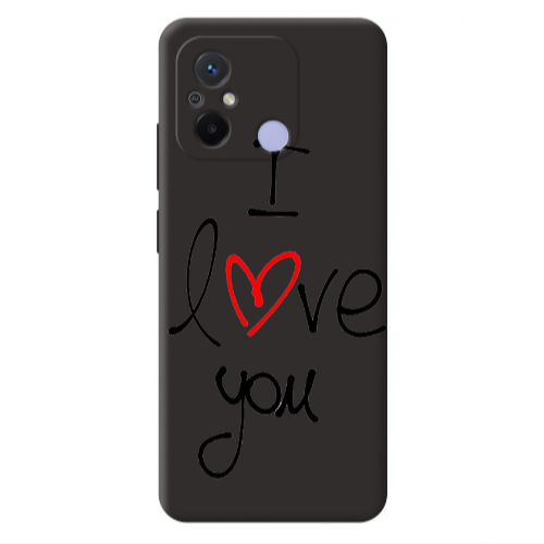 Xiaomi Redmi 12C i love you Black Colored Silicone TPU Θήκη
