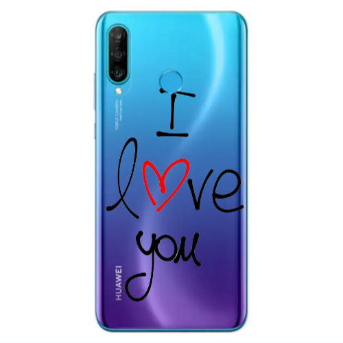Huawei P30 Lite i love you Transparent Silicone TPU Θήκη
