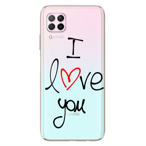 Huawei P40 Lite i love you Transparent Silicone TPU Θήκη