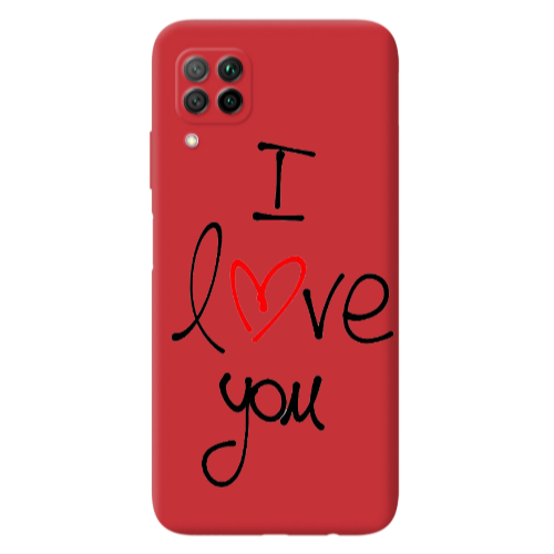Huawei P40 Lite i love you Red Colored Silicone TPU Θήκη