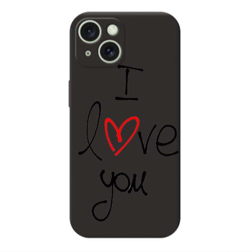 Apple iPhone 15 i love you Black Colored Silicone TPU Θήκη