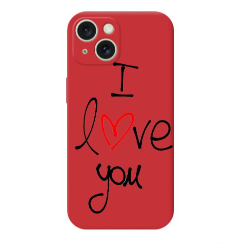 Apple iPhone 15 i love you Red Colored Silicone TPU Θήκη