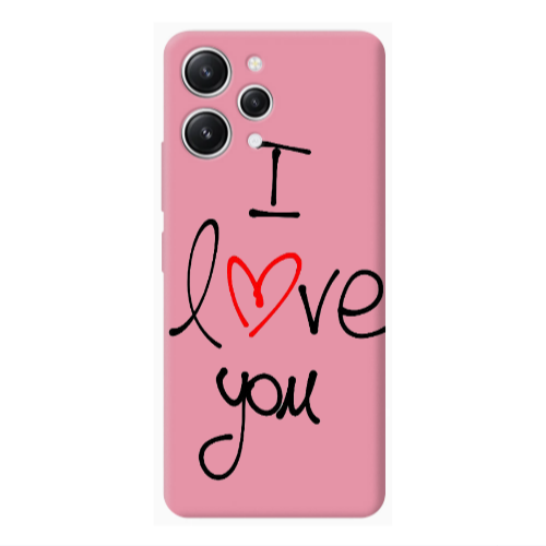 Xiaomi Redmi 12 i love you Pink Colored Silicone TPU Θήκη
