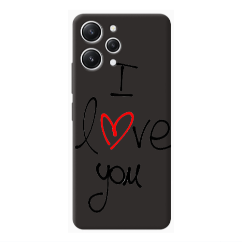 Xiaomi Redmi 12 i love you Black Colored Silicone TPU Θήκη
