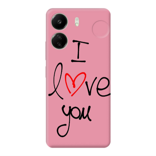 Xiaomi Redmi 13C i love you Pink Colored Silicone TPU Θήκη