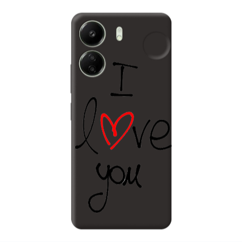 Xiaomi Redmi 13C i love you Black Colored Silicone TPU Θήκη