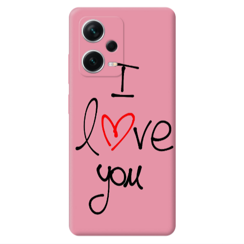 Xiaomi Poco X5 i love you Pink Colored Silicone TPU Θήκη