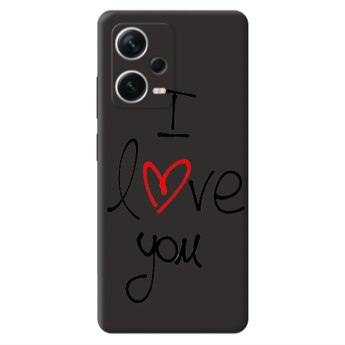 Xiaomi Poco X5 i love you Black Colored Silicone TPU Θήκη