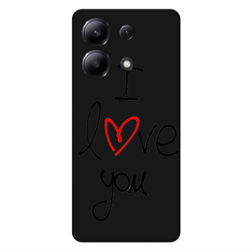 Xiaomi Redmi Note 13 4G i love you Black Colored Silicone TPU Θήκη